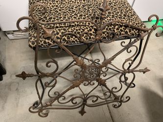 Vanity Bench and Metal Wall Art