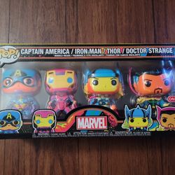 Funko Pop Marvel Black Light 4 Pack Vinyl Figures Target Iron Man Thor Avengers