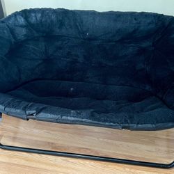 Foldable Oval Love Seat Black Fur -$50