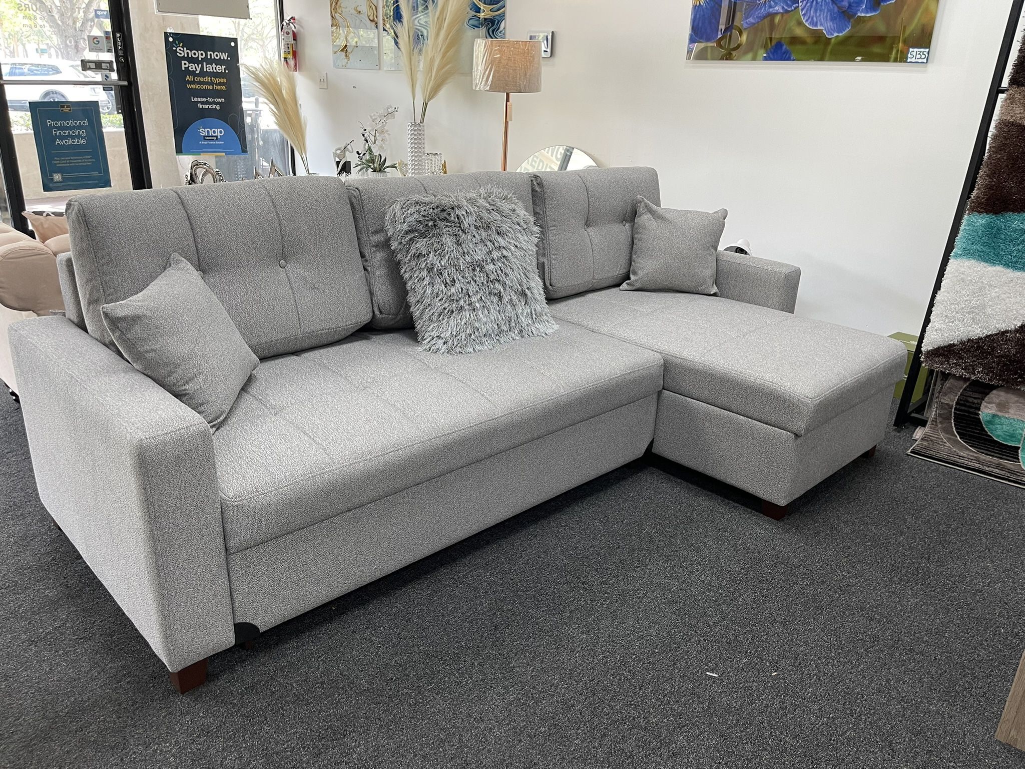 SOFA BED SECTIONAL LIGHT GREY $949