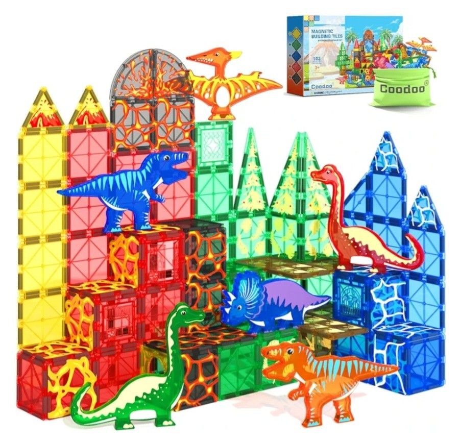 Magnetic Building Tiles Magworld Dinosaur Set