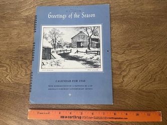 Vintage 1948 Connecticut Mutual Greetings of the Season Ad Calendar
