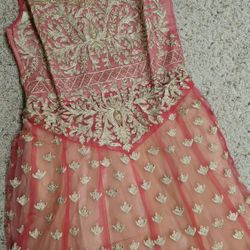 Stunning Pink and Gold Embroidered Gown