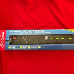Sunbeam Advanced 7 Outlet Power Strip With Surge Protector - Brand New