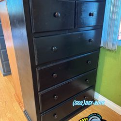 Black Duplex Jumbo Pinewood Dresser Cajonera Comoda 