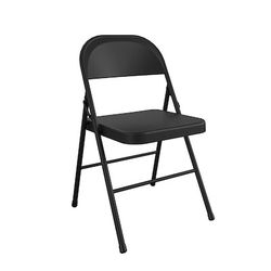 Cosco Black Metal Frame Metal Seat Indoor/Outdoor Standard Folding Chair 250-lb Weight Cap