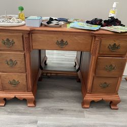 Vanity/desk With Mirror Solid Maple Wood