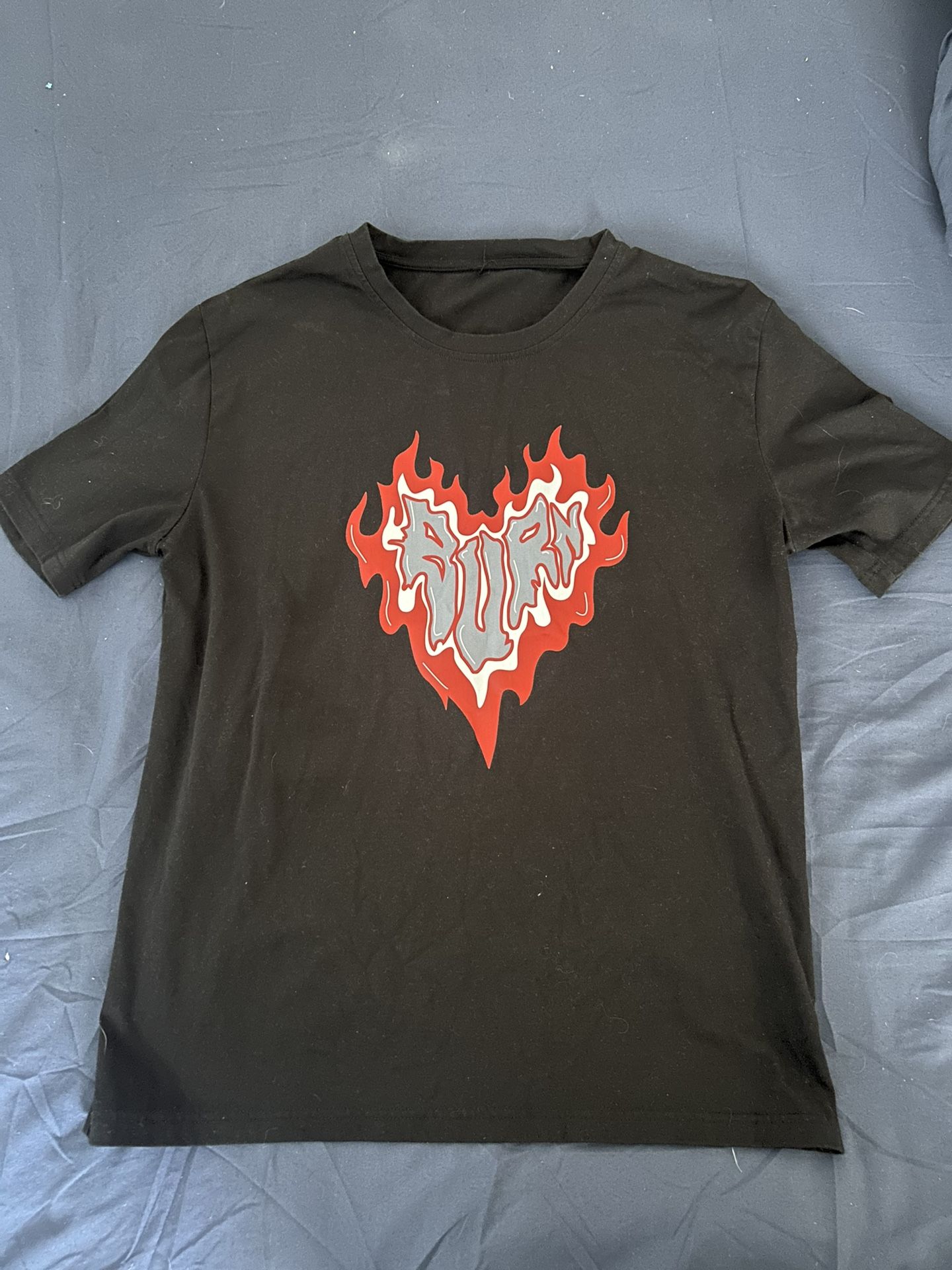 Black and Red Heart Graphic T Shirt Mens