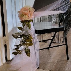Silk Floral Bouquet Spray  With Tulle Ribbon