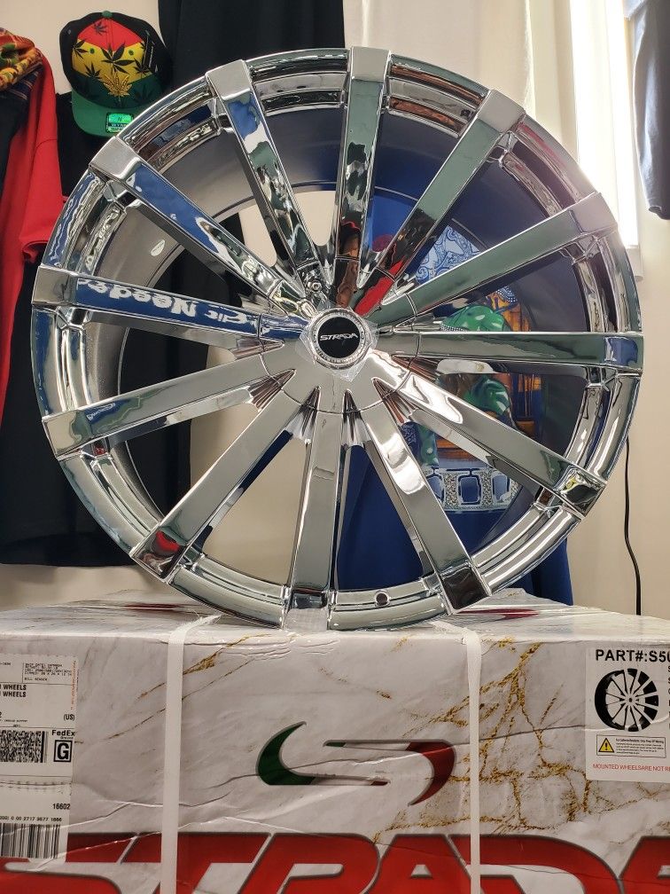 BRAND NEW 24INCH CHROME WHEELS AND TIRES BOLT 6X139.7