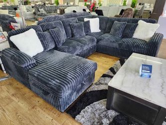 Dark Gray U shaped sectional sofa pullout sofa bed 