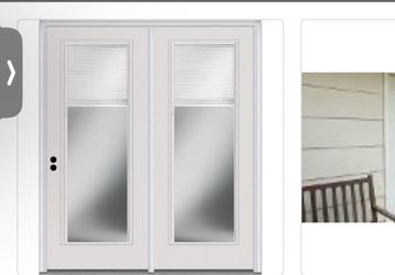 MMI DOOR TRUfit 71.5 in. × 79.5 in. Right-Hand Inswing Internal Blinds Dual Pane Clear Primed Steel Double Prehung Patio Door Store SKU# 1005-950-489