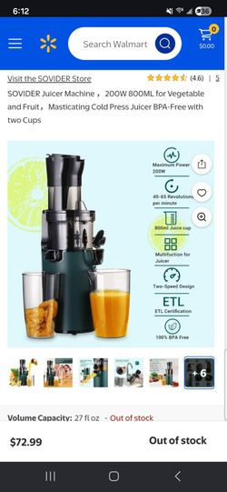 Sovider Slow Juicer Machine Masticating Cold Press Juicers Squeezer Vegetable Processor