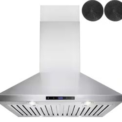 30 in. Convertible Kitchen Island Mount Range Hood in Stainless Steel with Touch Control and Carbon Filter