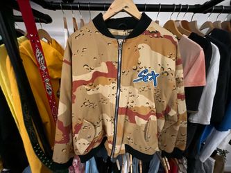 Chrome Hearts Matty Boy Sex Records Desert Camo Bomber Jacket Blue Graphic Designer Size XL
