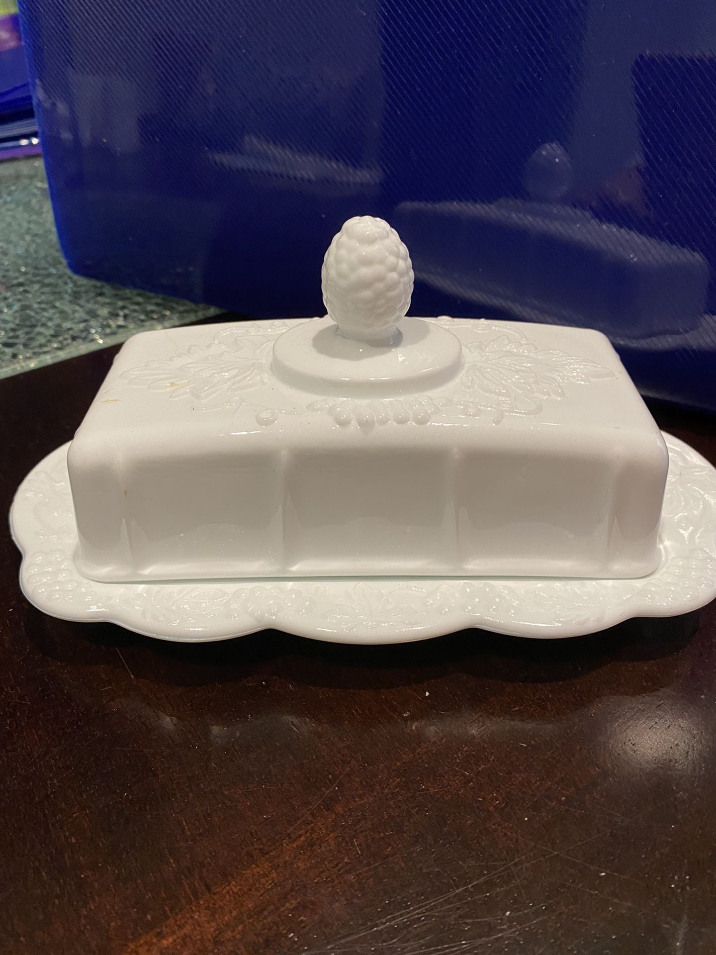 Vintage Colony Harvest Milk Glass Butter Dish