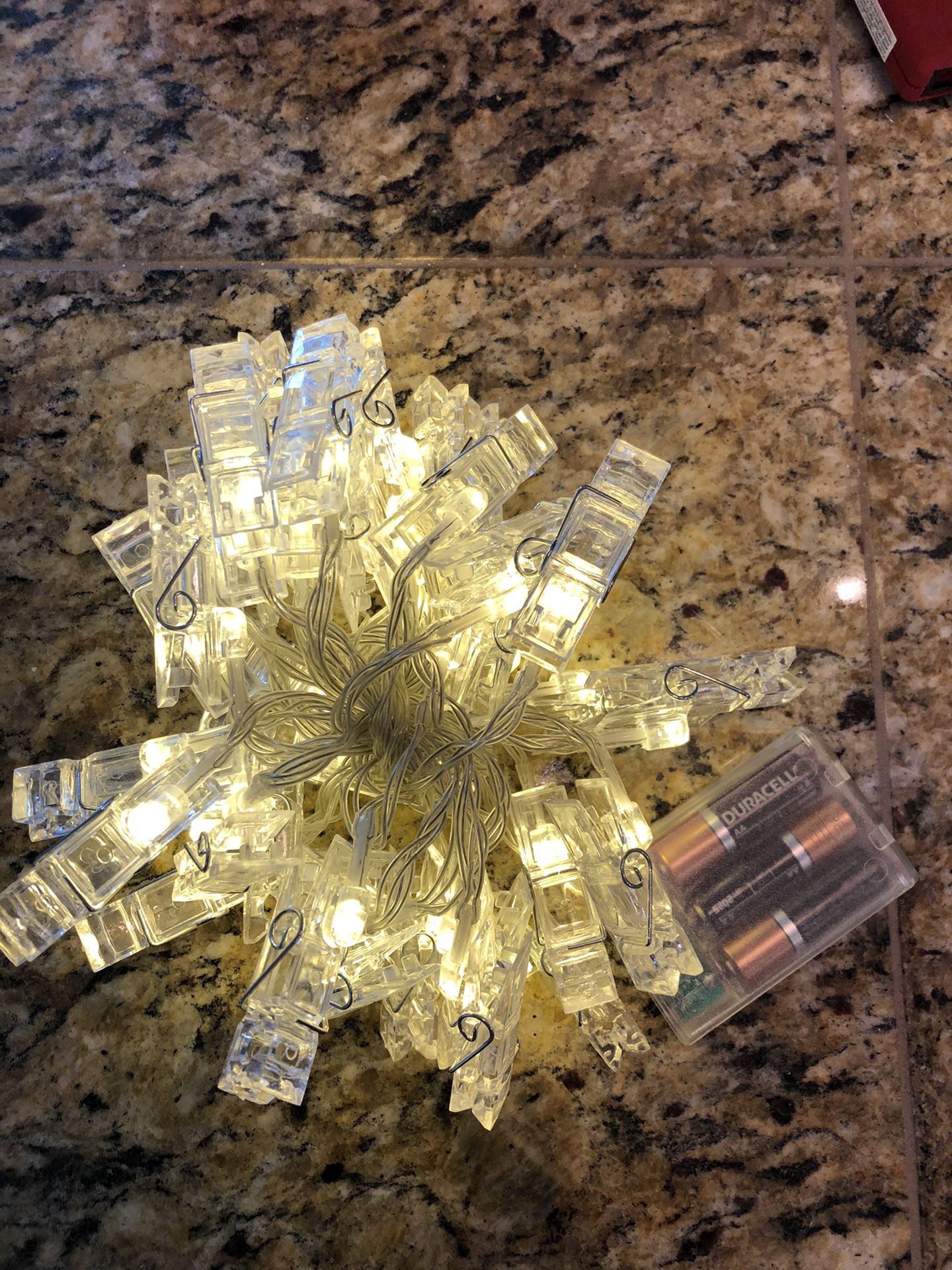 Clip-on clothespin LED string lights