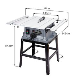 10 Inch, 15A Multifunctional Saw with Stand & Push Stick, 90° Cross Cut & 0-45° Bevel Cut, 5000RPM, Adjustable Blade Height for Woodworking