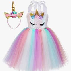 Handmade Sequin Unicorn Dress for Girls 3-4Y