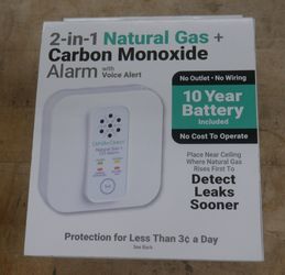 DeNova Detect 2-in-1 Natural Gas + Carbon Monoxide Alarm w/ Voice Alert - NEW!