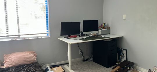 White Standing Desk with Adjustable Legs