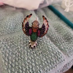 925 Silver Gem Studded Hummingbird Ring
