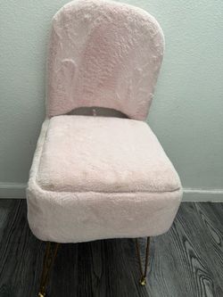 Pink Faux Fur Accent Chair Gold Legs