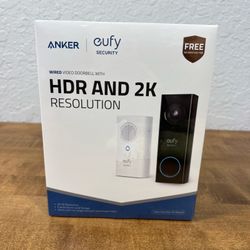 Eufy Security T8200 2K HD Wired Video Camera Doorbell black + T8740 White Chimes