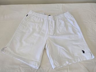 U.S. Polo Assn. White Elastic Waist Shorts