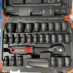New 1/2" Drive Impact Socket Set, 32 Pieces CR-MO Steel Socket Wrench Set, SAE 1/2" and Metric Size 8-32mm Sockets with 72 Tooth Ratchet 