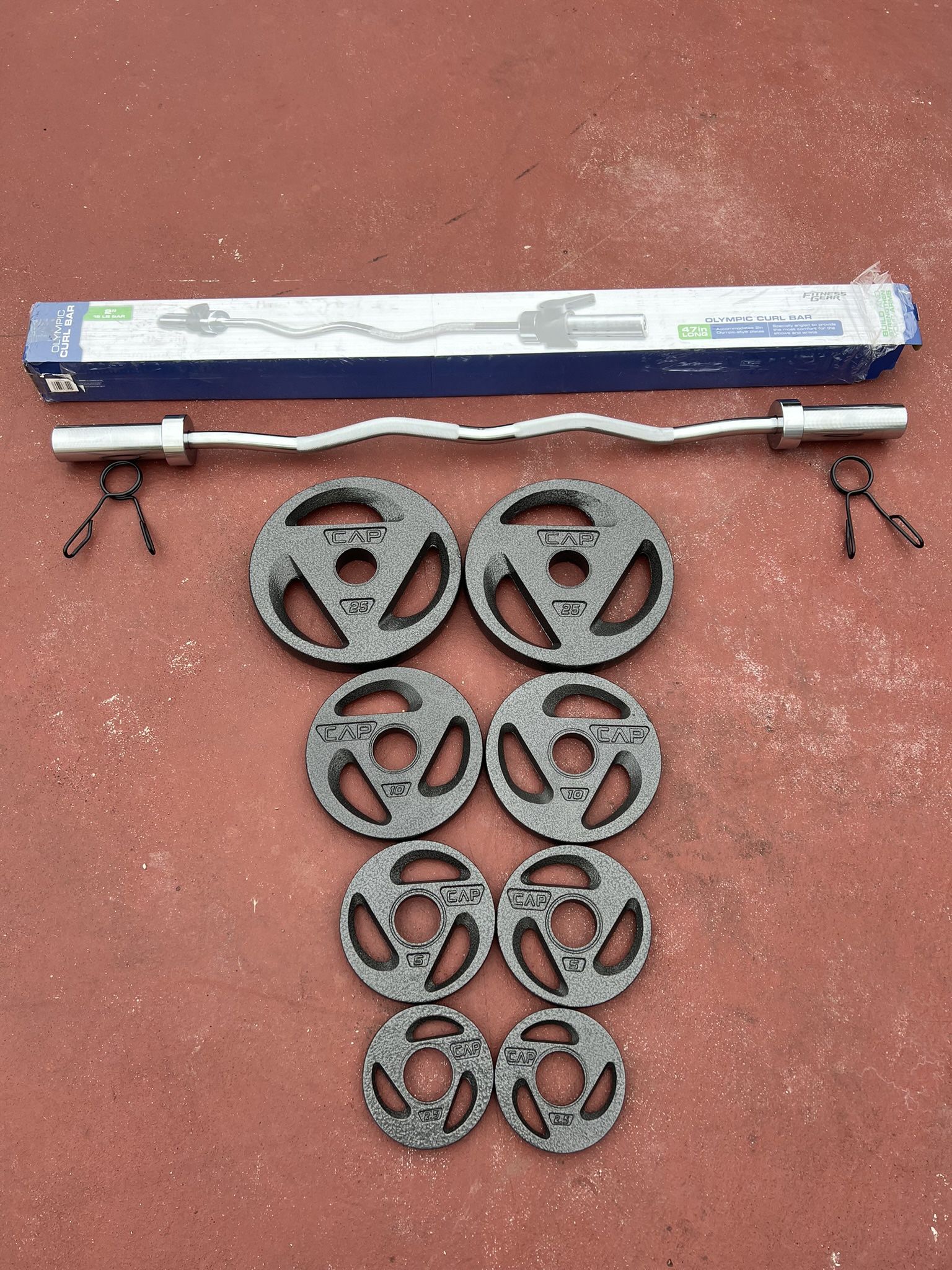 Curve Olympic 2 Inch Barbell With 25x2 10x2 5x2 2.5x2