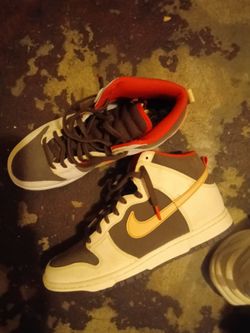 Nike Dunk High Sneakers Brown White Orange