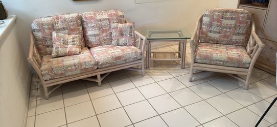 MCM Rattan Living Room Set