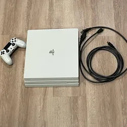 White PlayStation 4 Pro Console with Controller
