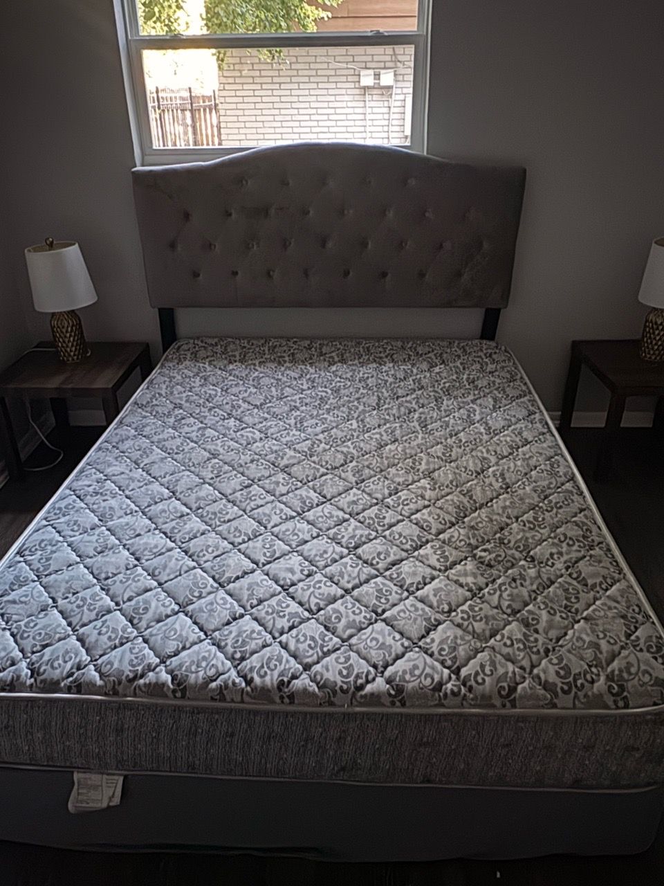Tufted Headboard and Mattress with box spring and sofa for Sale in San ...
