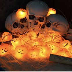 Halloween Pumpkin String Lights, 20 LED 10FT Battery Operated Halloween Lights, 2 Modes Steady/Flickering Lights Holiday Lights for Outdoor Indoor Hal