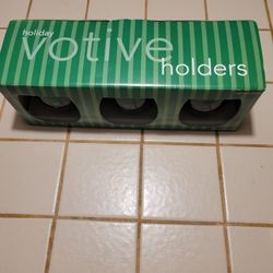 Christmas Glass Votive Candle Holders