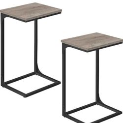 C-Shaped End Table Set, Side Table for Sofa, Couch with Metal Frame