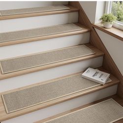 Brand new in box Non slip Linen Stair Treads (8” c 30” 15 pc)