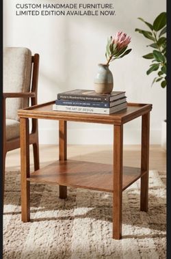Custom Handmade Wood Side Table with Shelf