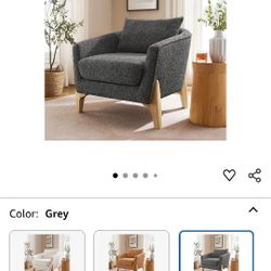 Excellent Condition Blue Accent Chair Oversized Accent Chair 32" Oversized Reading Chair Comfy Upholstered Boucle Lounge Armchair, Modern Living Room 