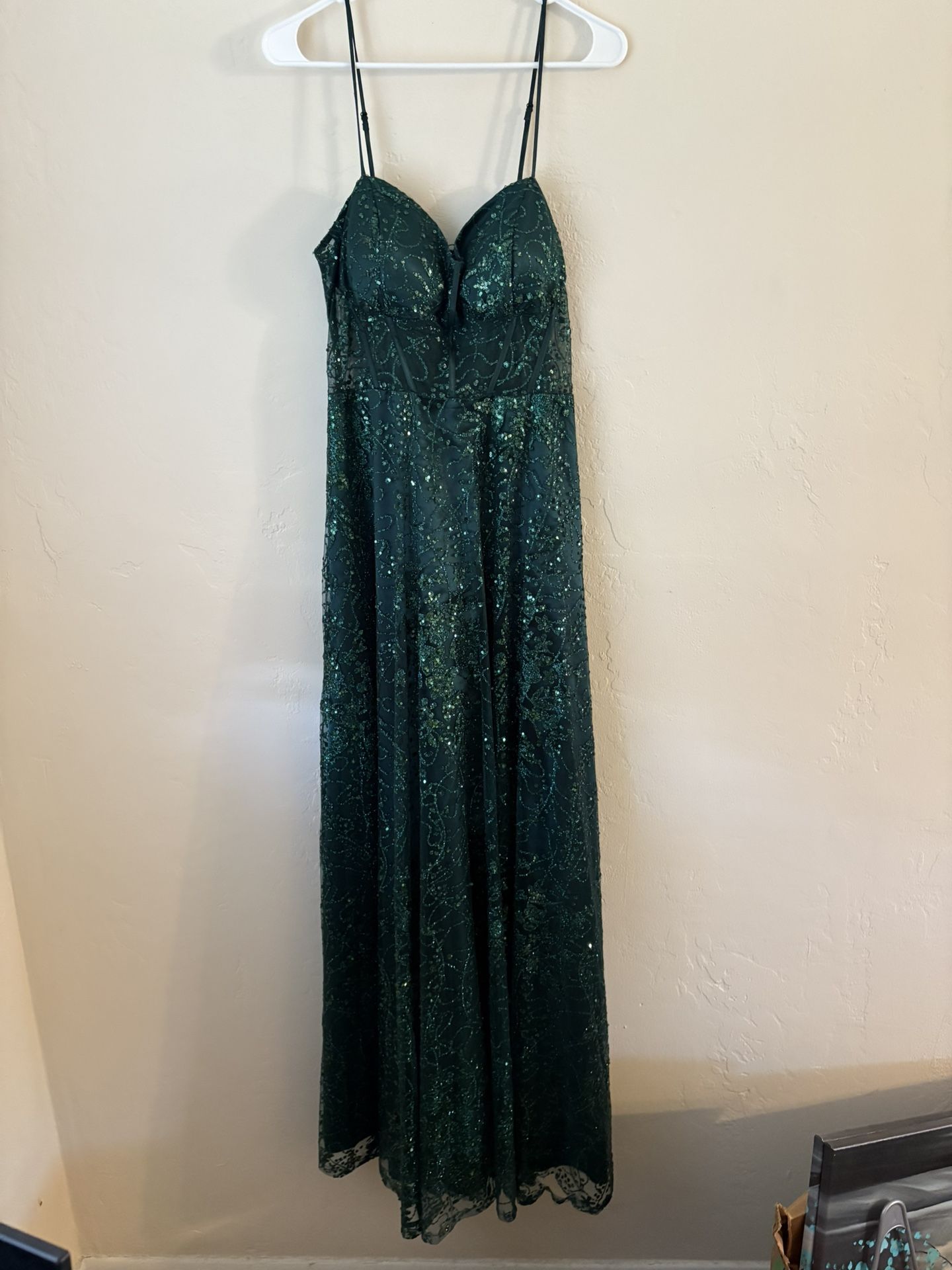 DARK GREEN PROM DRESS