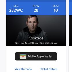 Kaskade Tickets 2 With Wheelchair Access 