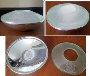 Nambe vintage 2003 5" tea light candle holder votive, frosted glass on chrome