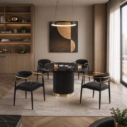 Black Round Game Table Set Vegas Casino Poker Game Night Mesa de Juego Comedor Venta Furniture Sale Muebles