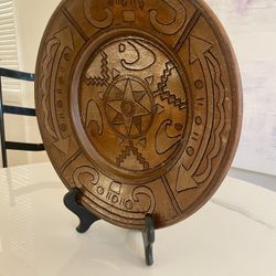 Hand-Carved and Painted Decorative Clay Plate