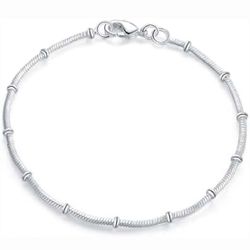 Delicate 1mm Wide Italian .925 Sterling Silver Snake Bone Chain Bracelet 8”