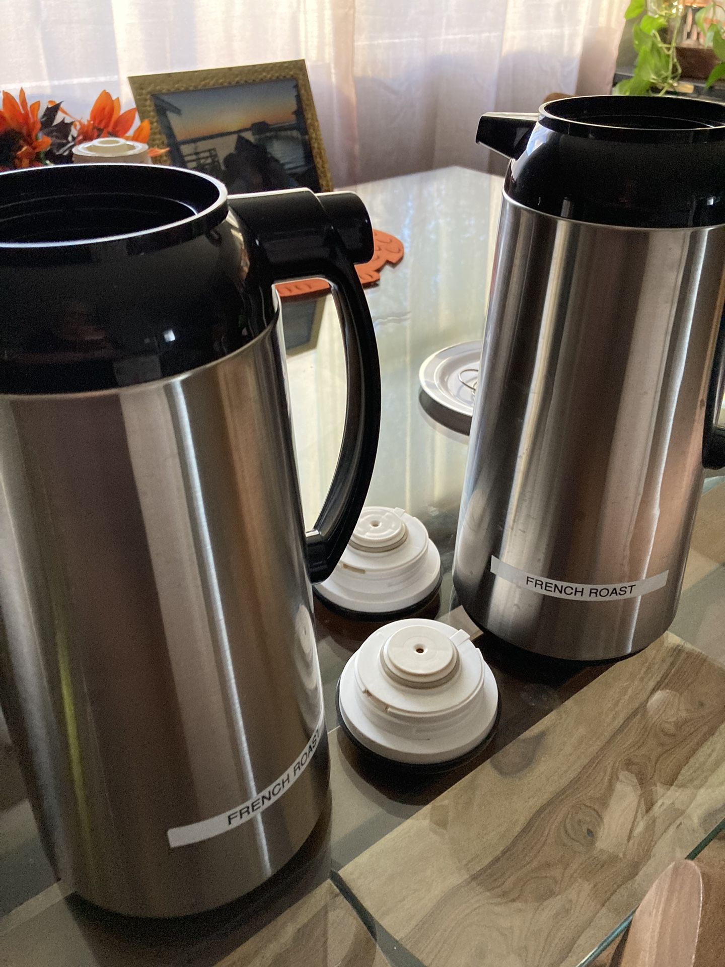 2-Used Thermal Hot/Cold Black & Chrome Beverage Dispenser