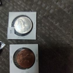 Uncerculated New Zealand 50¢ And 1 Penny 
