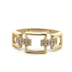 Woman’s Ladies 14k Yellow Gold CZ Cubic Zirconia Chain Link Ring Size 7 GP3130223